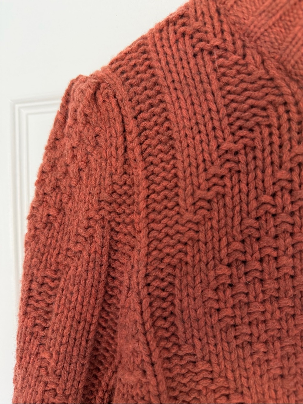 Madewell Ridgecrest Cable-Knit Crewneck Sweater in Rust Size Large - Picture 8 of 16